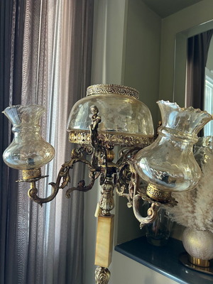 Vintage baroque floor lamp used, 1.46 m tall, three arms