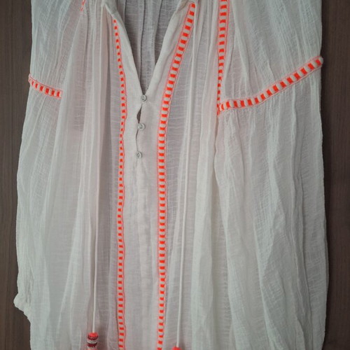 Zara kaftan with tassels like new, small, white and orange