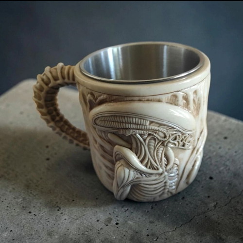 Alien embossed resin mug