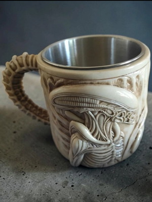 Alien embossed resin mug