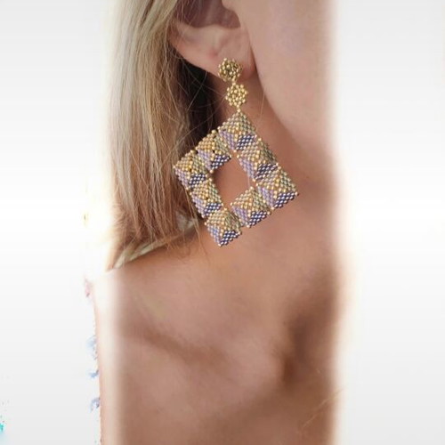 Handmade Miyuki earrings multicolor with stainless steel clasp made to order