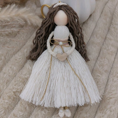 Handmade macrame doll keychain new