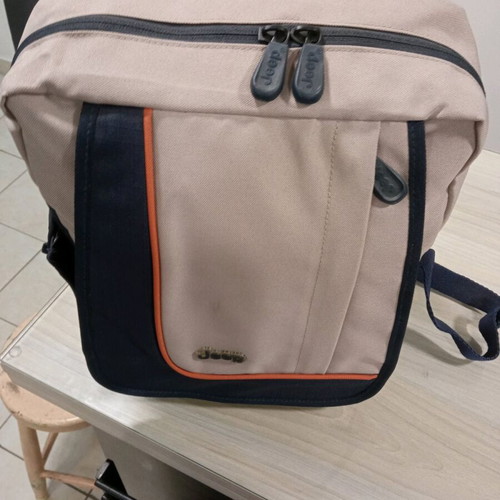 Jeep backpack bag new, beige and blue