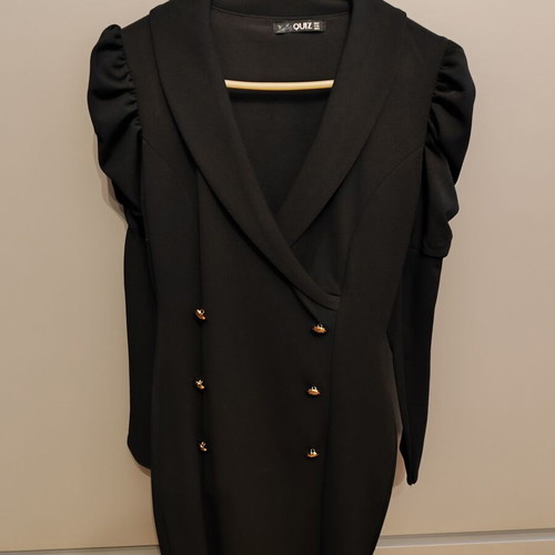 Mini tuxedo dress with unique sleeve and gold buttons like new
