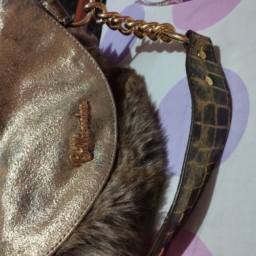 Billionaire Faux Fur Shoulder and Handbag like new with Gold Chain