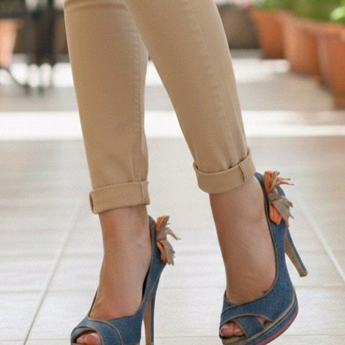 CafeNoir denim high-heeled pumps size 37 like new
