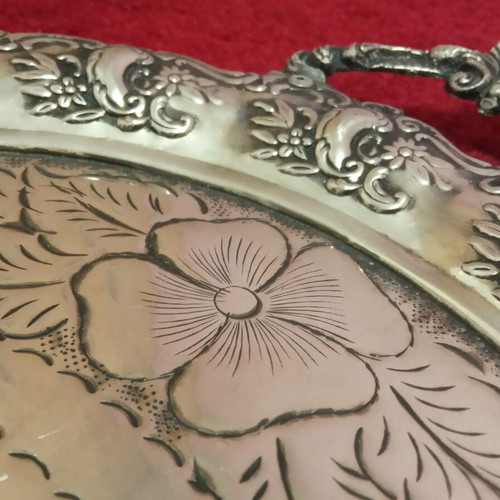 Handmade tray used with embossed floral design 50x31 cm