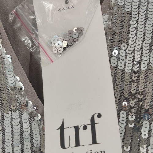 Zara sequin dress with sleeves like new, silver, size S