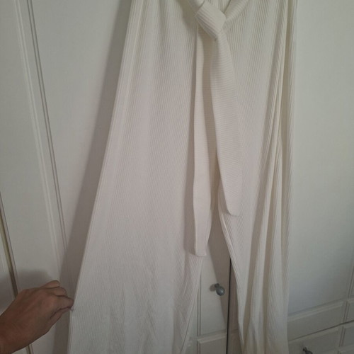 Rib Crop Pants with Belt like new, white, size S