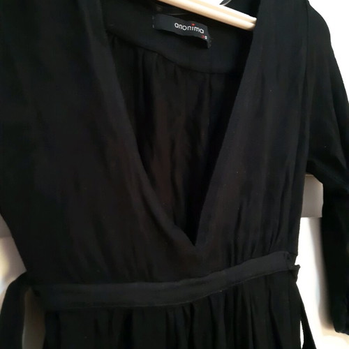 Anonima black short mini dress with 3/4 sleeves like new