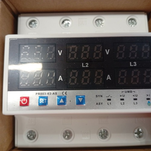 Three Phase Voltage and Current Protector with 4x63A Relay New