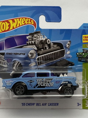 '55 Chevy Bel Air Gasser blue Tri Five Error Hot Wheels like new