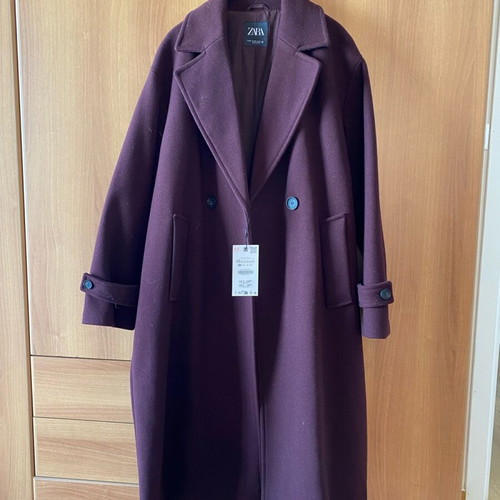 Zara oversized soft coat new, burgundy red XS