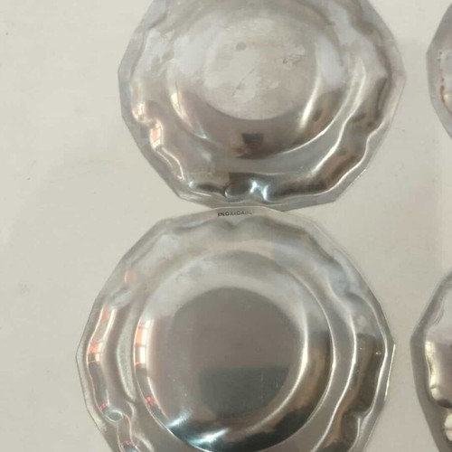 Set of 6 used inox serving plates 11cm vintage