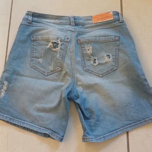 Stradivarius women's shorts used, blue with rips, size S