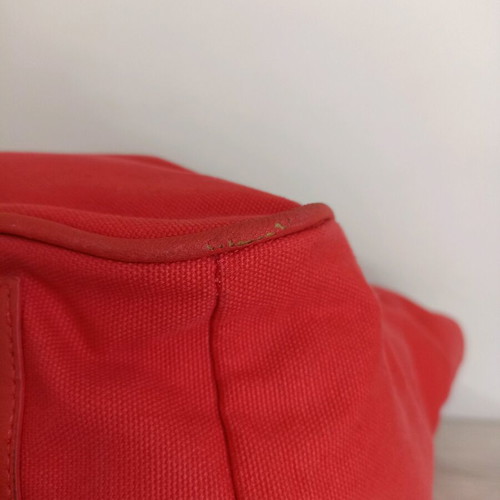 Pomikaki women's bag used, red, cotton and leather