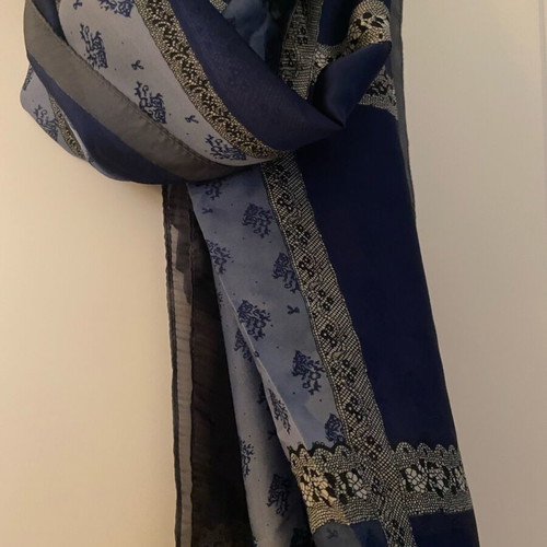 Scarf blue 180x90cm new, 70% viscose 30% silk