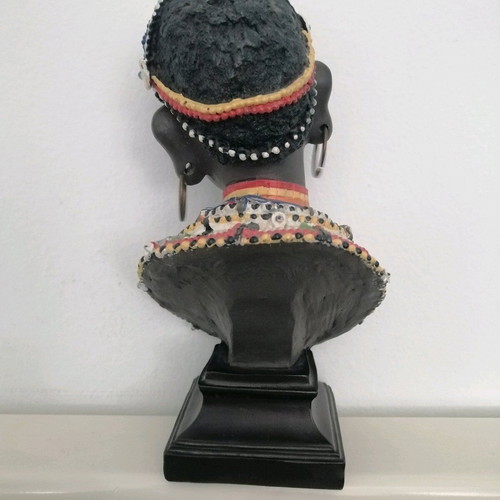African figurine like new with intricate bead jewelry