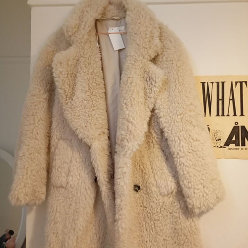 Teddy coat new synthetic fur beige Marks & Spencer size XS