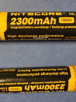 Nitecore NL183 18650 Li-ion batteries like new, 2300mAh, 3.7V, pack of 2