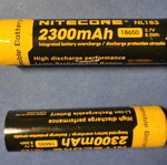 Nitecore NL183 18650 Li-ion batteries like new, 2300mAh, 3.7V, pack of 2