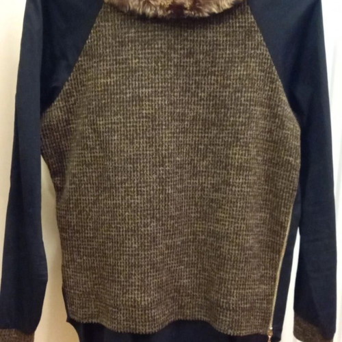 Figaro asymmetrical blouse like new, size M, black and brown