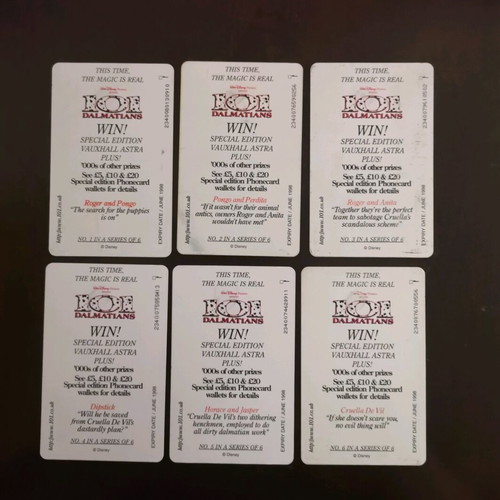 Set of English phone cards used