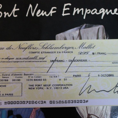 Christo and Jeanne-Claude 1985 Signed Souvenir Check New