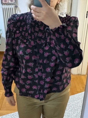 Zara shirt black with floral design like new
