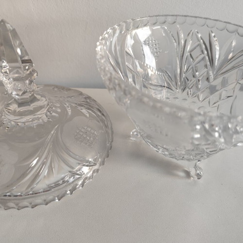 Vintage crystal fondue dish