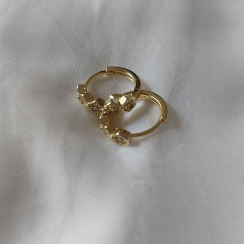 Gold hoop earrings like new with sparkling stones