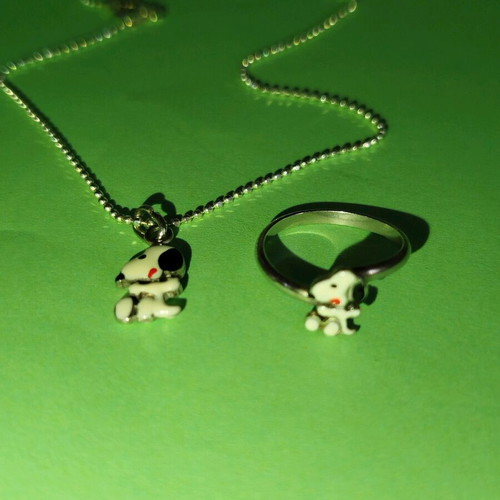 Children's silver 925 Snoopy chain and ring like new