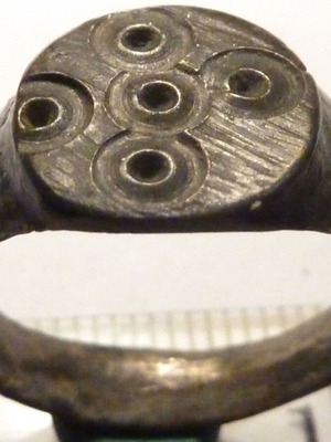 Renaissance bronze ring with decoration used