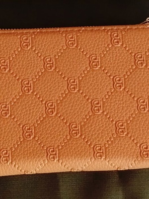 A To Z Greek wallet with multiple card slots, brown-orange
