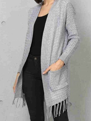 Long knitted cardigan like new, gray, size M