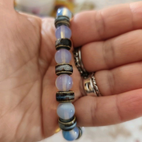 Opalite energy bracelet new, white and gray