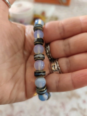 Opalite energy bracelet new, white and gray