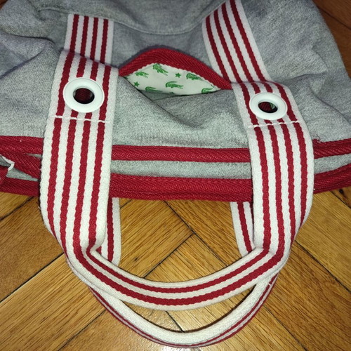 Lacoste handbag used, grey and red