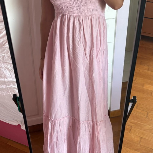 Dress baby pink used, strapless with lining