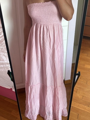 Dress baby pink used, strapless with lining
