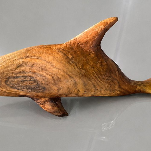 Wooden dolphin sculpture handmade, 23 cm, used