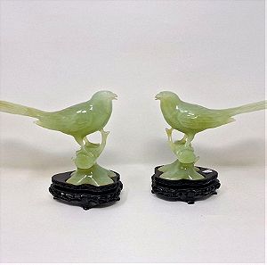 Ζευγάρι πουλιά από πέτρωμα jade