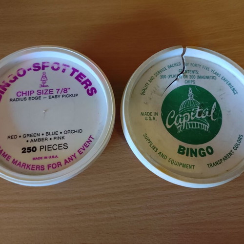 Plastic Bingo Chips American used, two boxes