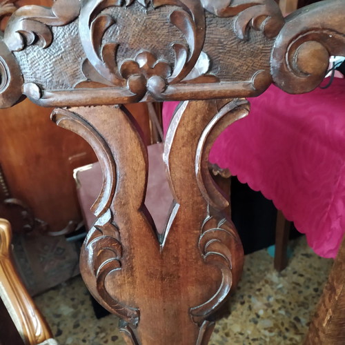 Antique solid walnut dining set with lion leg design used