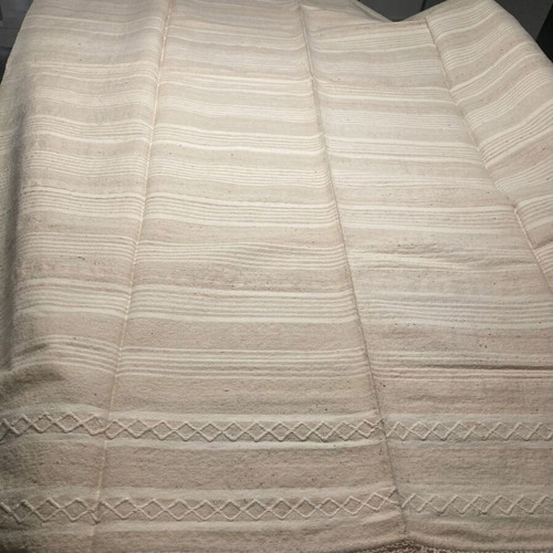 Woolen woven Cretan blanket new with handmade crochet details