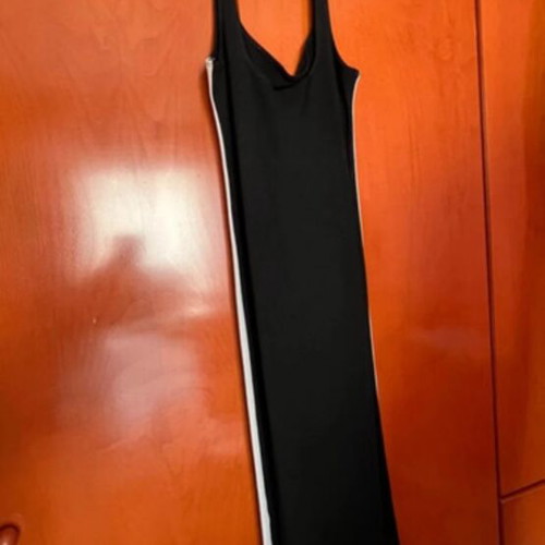 Bershka dress with straps and white side stripes, size M