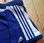 Adidas Climalite boys' sports shorts size M, dark blue and white