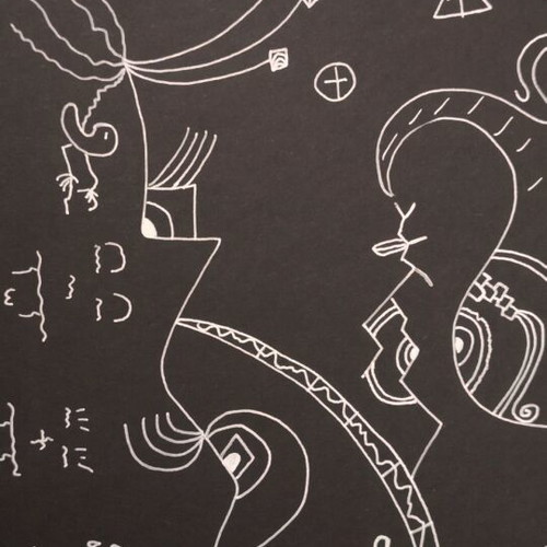 Original Artwork Cosmic Alchemy White Gel Pen on Black Paper New