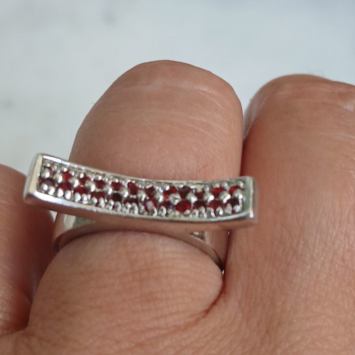 925 silver ring with red zirconia, 17 mm