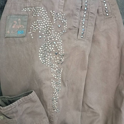 BSB Vintage Capri Pants Large Y2K Style with Strass and Adjustable Cuffs